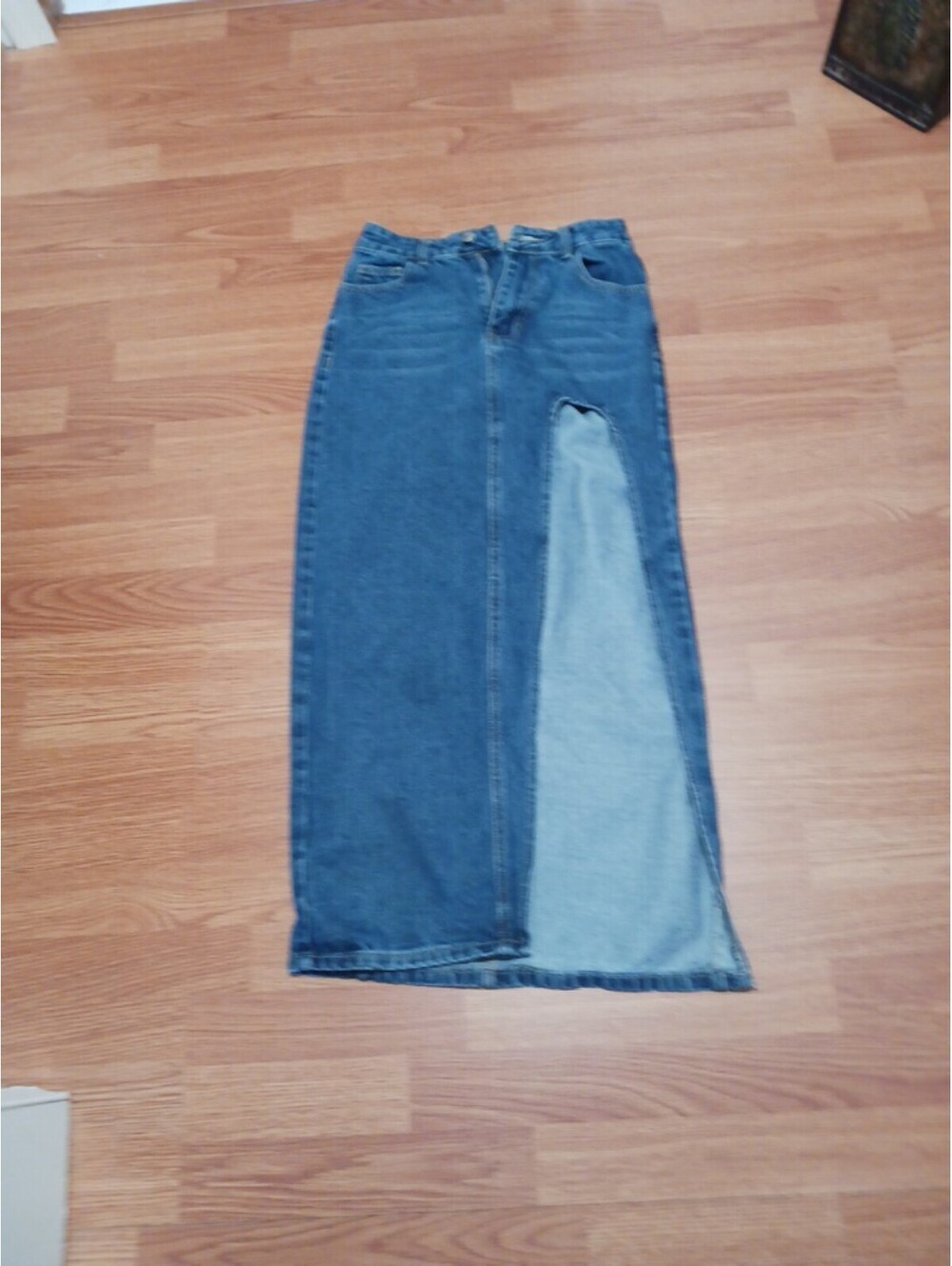 Women's Blue Denim Maxi Skirt with High Slit  XSmall for 34